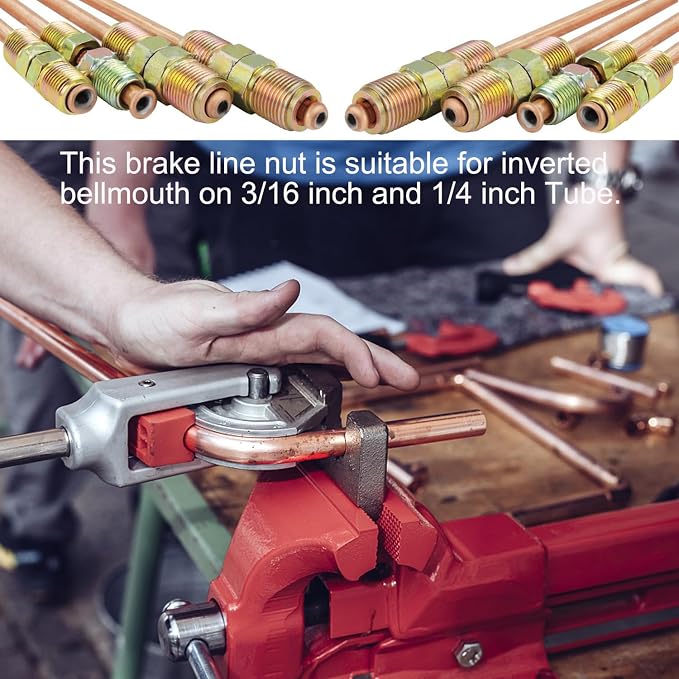 Tnisesm 1/4" Brake Line Tubing Kit, Upgrade Flexible Copper-Coat Brake Line Tubing Roll for hydraulic brakes Fuel Transmission System