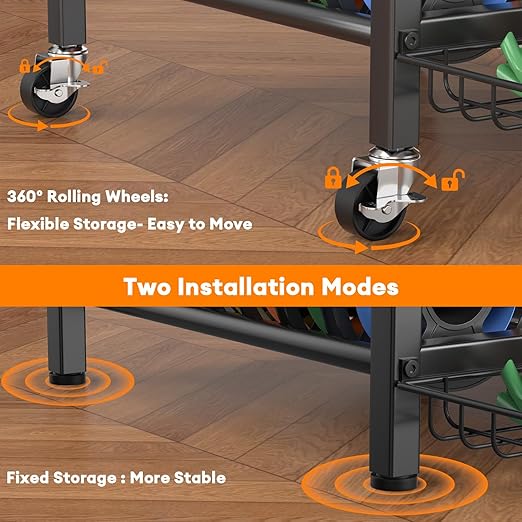 3D Printer Filament Storage Rack- 4 Tiers Filament Spool Holder, Heavy Duty 3D Printing Stand Filament Organizer with 360° Wheels, Metal Filament Stand Shelf for PLA/ABS/TPU/Nylon (Black)