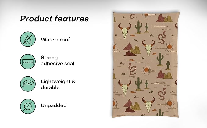 6x9 Poly Mailers – Western Boho – Waterproof, Tear-Resistant Shipping Bags with Adhesive Seal – 200 Pack – Package Mint