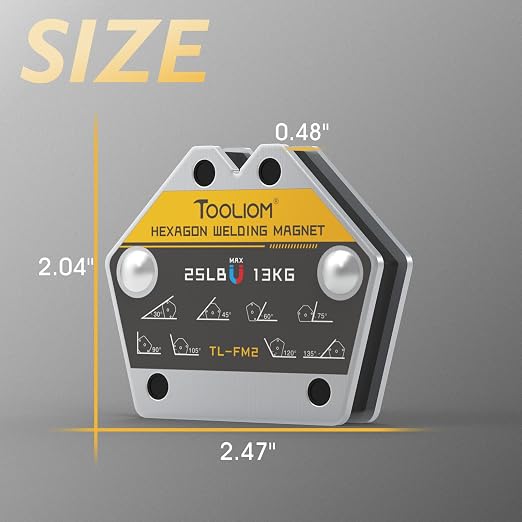 TOOLIOM Hexagon Welding Magnets Multi-Angle Strong Magnetic Welding Holder 25LB 4PCS Pull Force Holding Power Welding Accessories