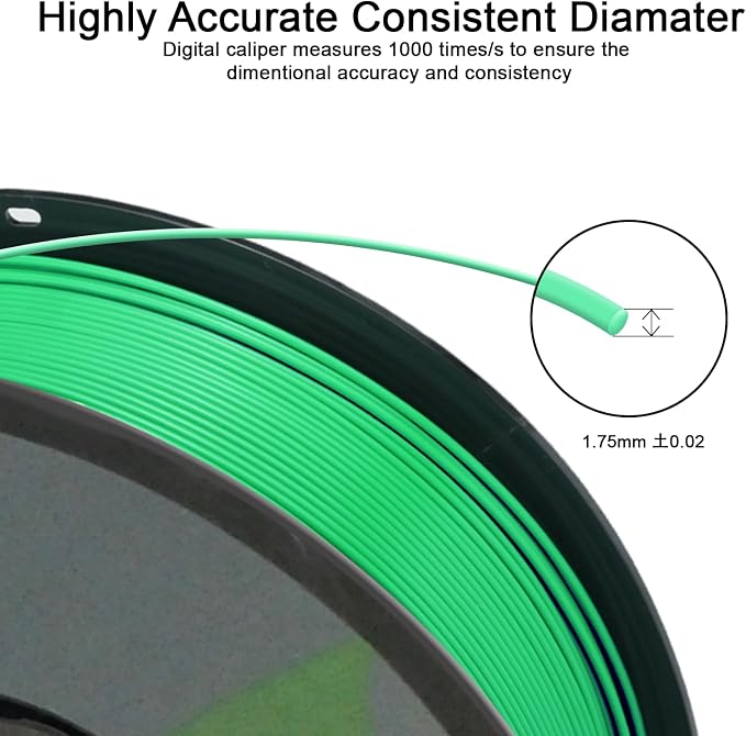 PLA 3D Printer Filament, Dimensional Accuracy +/- 0.02 mm, 1 kg Spool(2.2lbs), 1.75 mm，Christmas Green