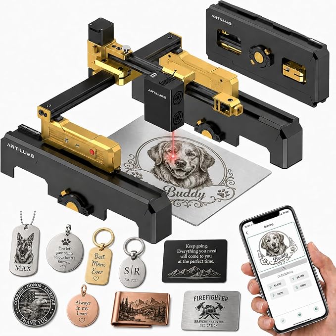Laser Engraver T1 IR1000mW with Height Extension Module& Protective Cover,1064nm Infrared Laser Engraving Machine for Wood Leather Acrylic and More,Class 1