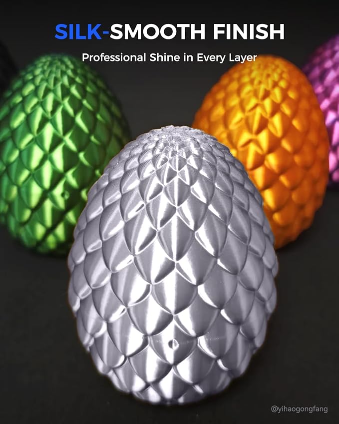 JAYO Silk PLA Filament 1.75mm Silver 1.1kg, Metal-Like Shiny PLA, Smooth Silky Finish, Easy to Print, Accuracy +/- 0.02mm, Fits for Most FDM 3D Printers