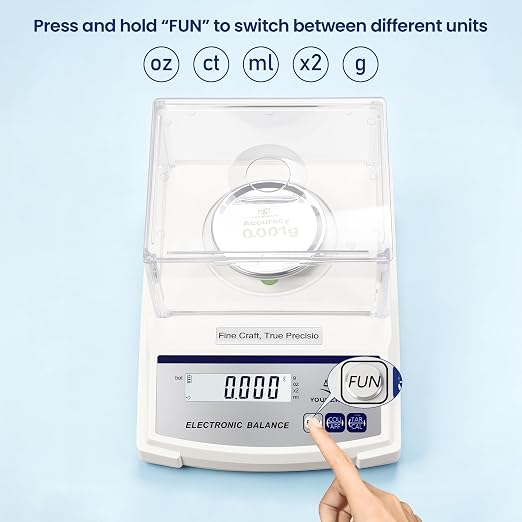 0.001g High Precision Milligram Scale, Microscale Lab Analytical Balance with LED Display and Windshield, Mg Scale for Weighing Powder, Gem, Jewelry and Coin(Grams, 300)