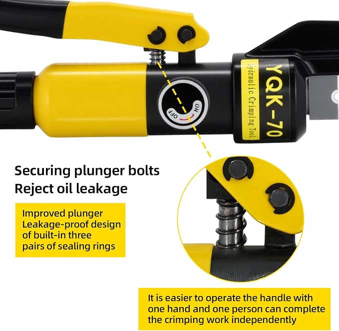 10 Ton Hydraulic Crimping Tool Kit with 9 Dies for Battery Cable (12 AWG to 2/0) - Hydraulic Cable Crimper for Electrical Terminals & Wire Connectors