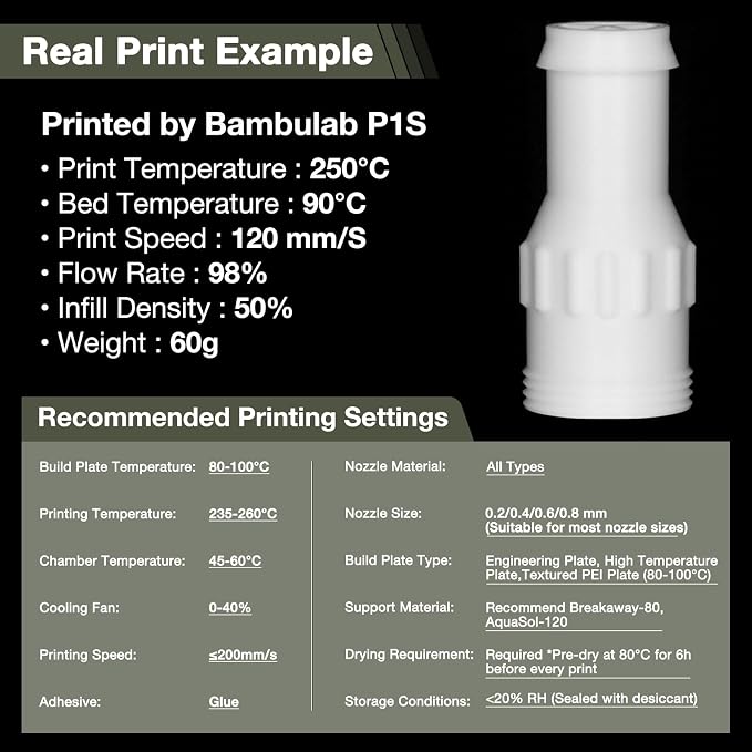 YXPOLYER Nylon Filament PA6 White Easy PA 3D Printing Filament 1.75mm 1kg | Easy to Print, AMS Compatible Spool, Engineering-grade, Low Warp, FDM Printer, Pre-dried, High Speed Low Temp Printing