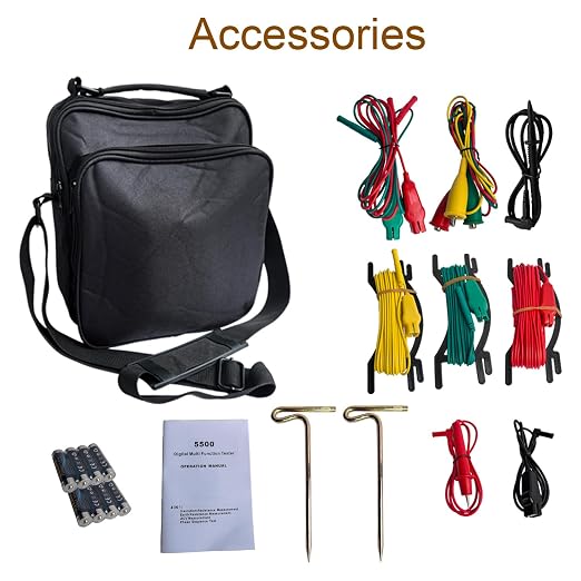4-in-1 Digital Multimeter with Ground Earth Resistance Tester, Insulation Resistance Tester, Phase Sequence Detector & Voltmeter - 0.01Ω Resolution 600V AC/DC Voltage Measurement Auto-Ranging