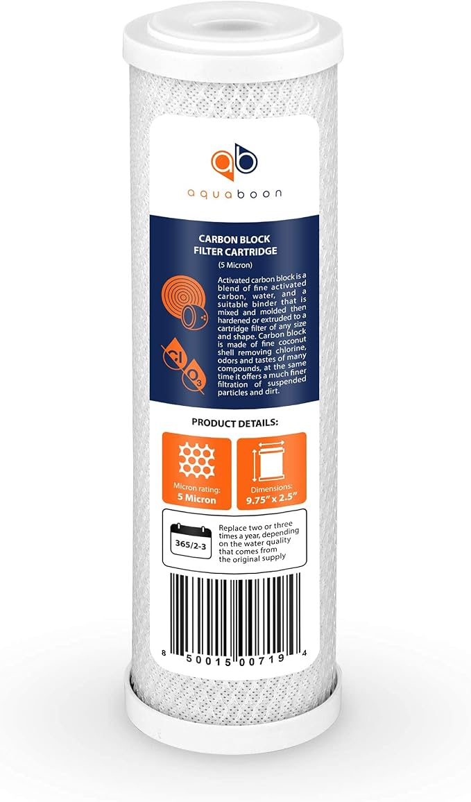Aquaboon 5 Micron 10 x 2.5 House Water Filters Cartridges Set of 3 | Sediment & Carbon Filter Replacements Compatible with WHKF-WHWC, P5, WHKF-GD05