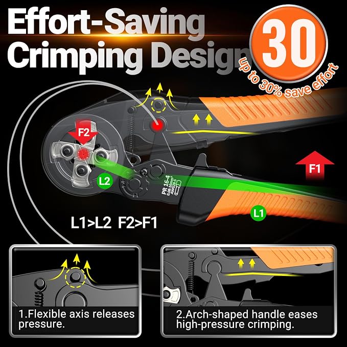 Preciva Ferrule Crimping Tool Kit - AWG 28-5 (0.08-16mm²) Ferrule Crimper with 1520Pcs Single & Twin Ferrules Connectors, Self-Adjustable Ratchet Ferrule Terminals Crimping Tool