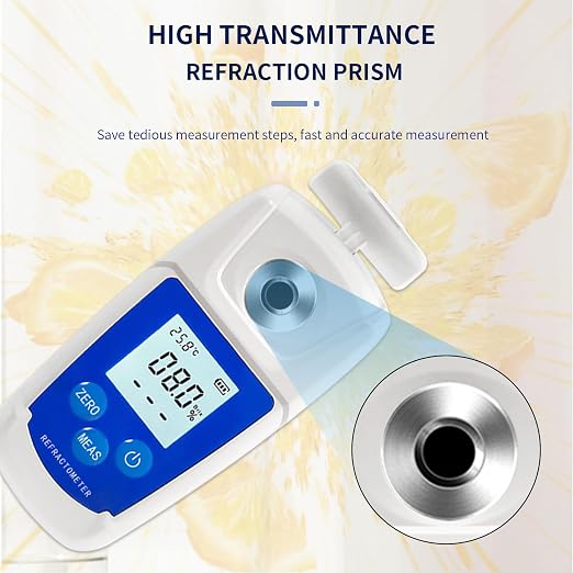 High Precision Digital Brix Refractometer with ATC for Sugar Content Test 0-55% Brix Tester Brix Meter for Drinking Water Beverage Fruit Juice