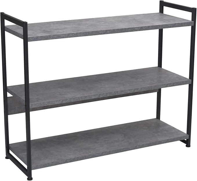 Household Essentials Slate Concrete & Iron Three-Tier Bookshelf