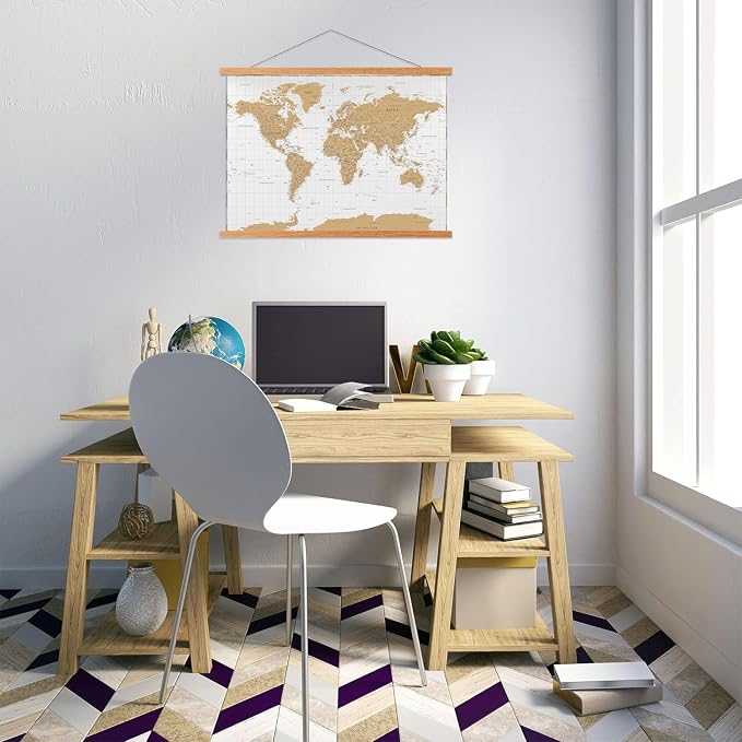 FALAMON Magnetic Poster Hanger Frame, 26x20 26x38 26x34 Teak Wood Magnet Poster Frame for Posters, Prints, Photos, Pictures, Maps, Scrolls, and Canvas Artwork