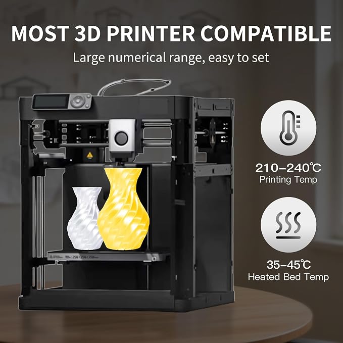 RAMBERY 250gx8 Silk PLA Filament Bundle 1.75mm 3D Printer Filaments, 8 Colors 250g Spool, Black/White/Silver/Green Bronze/Gemstone Blue/Christmas Green/Red Bronze/Yellow