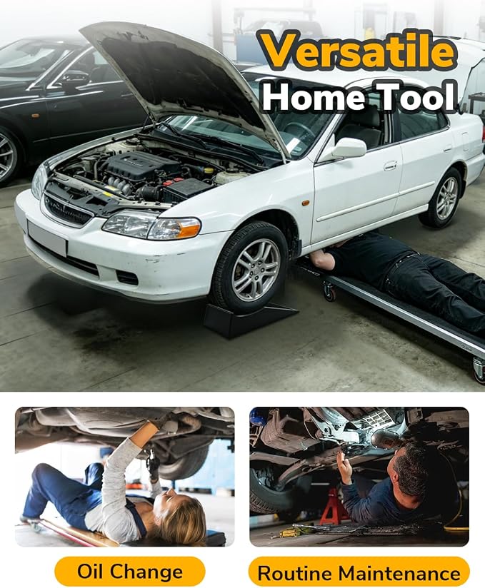ROBLOCK Car Ramps for Lift and Vehicle Maintenance, Portable Low Profile Car Ramps for Garage, Heavy Duty Tire Ramps for Low Chassis Cars and Support Jack, 26''x9.8''x5.9'', G.V.W 20000 LBS, 2 PCS