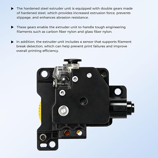 Bamboo Original X1,X1C Hardened Steel Extruder Unitt with Dual Gears for Increased Extrusion Force and Filament Break Detection, Extruder Component Kit for Bambu Lab X1 Series 3D Printer ﻿