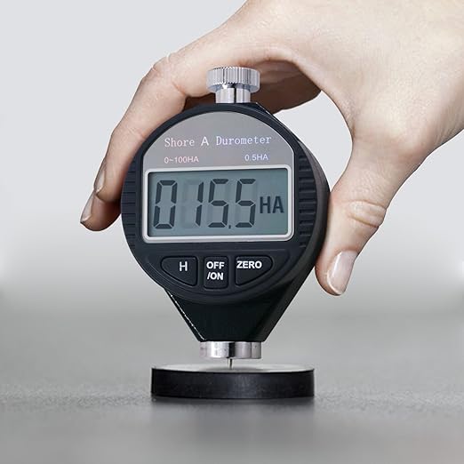Shore A Rubber Portable Hardness Meter, Pocket Size 0-100HA Digital Hardness Durometer Meter Tester with Large LCD Display, Suitable for Rubber, Leather, Resin, Fiber, Glass, and Wax