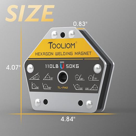TOOLIOM Hexagon Welding Magnets Multi-Angle Strong Magnetic Welding Holder 110LB 2PCS Pull Force Holding Power Welding Accessories