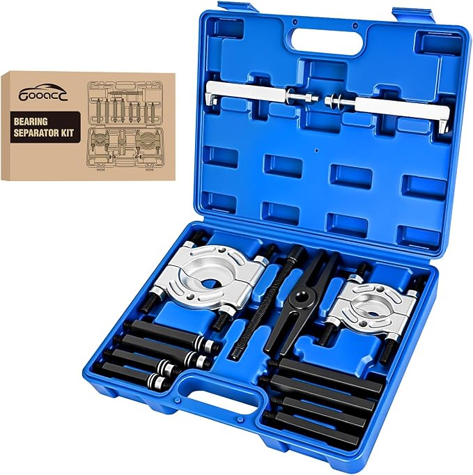 GOOACC 14pcs Bearing Puller Kit, 5 Ton Capacity Bearing Separator with 2" and 3" Jaws, Wheel Bearing Removal and Hub Axle Puller Set, Heavy Duty Gear Splitter Tool Kit, Pinion Pullers with Case, Blue