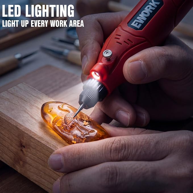 EWORK Cordless Rotary Tool Kit with 71 Accessories, 4V Mini Power Rotary Tool with 5 Variable Speeds & USB-C Charging for Sanding, Engraving, Polishing, Drilling, Carving, DIY Crafts