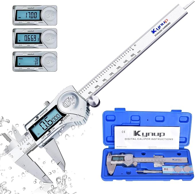 Kynup 0-12 Inch Digital Caliper, Calipers Measuring Tool with IP54 Waterproof Protection, Stainless Steel Design (150/300mm)