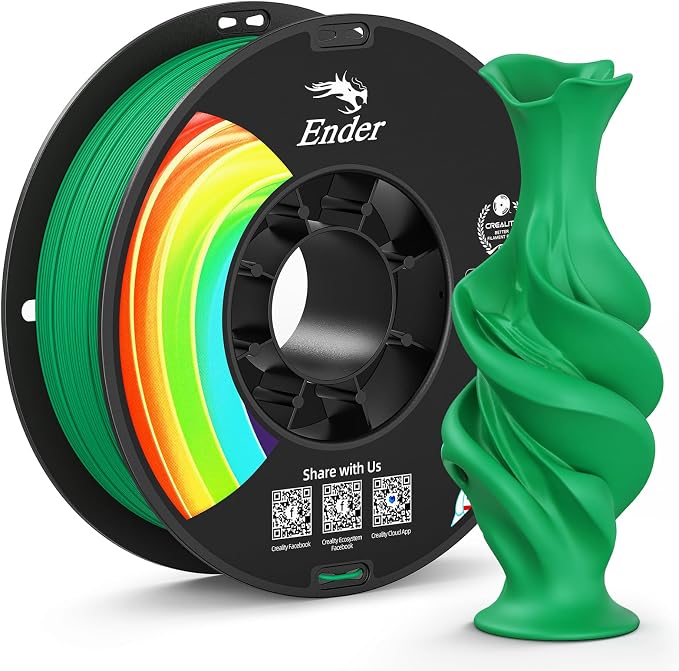 Creality Matte PLA Plus Filament 1.75mm, Low Warping, Minimal Layer Lines, Dimensional Accuracy +/- 0.02mm, 1kg (2.2lb) 3D Printer PLA+ Filament, Matte Grass Green