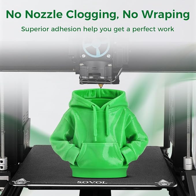 Sovol 3D Printer Rapid PETG Filament 1.75mm 1KG (2.2lbs), High Precision, Strong Toughness, Wiring Tightness, Dimensional Accuracy +/- 0.03 mm, 3D Printing High Speed PETG Filaments, Grass Green