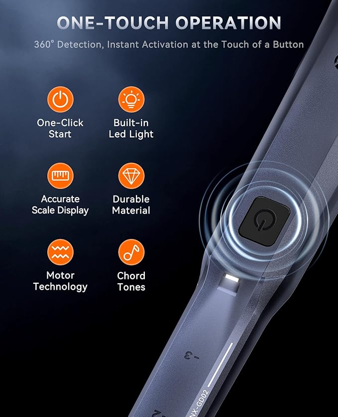 SUNPOW Metal Detector Pinpointer Rechargeable – 800mAh Battery for 15H Use – IP68 Fully Waterproof Handheld Wand – 360° Side-Scan Probe – Treasure Hunting Accessory for Adults & Kids – NXGD02