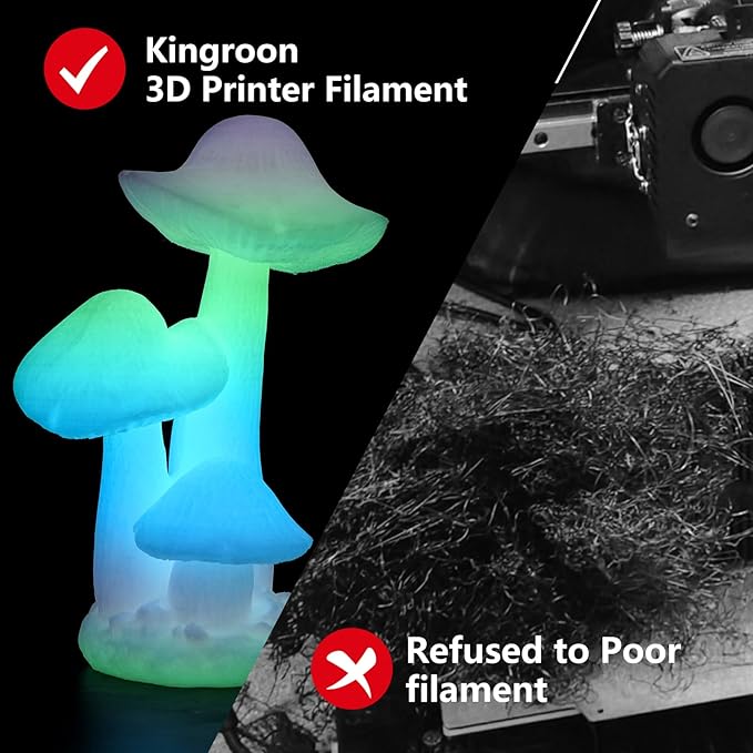 Kingroon Glow in The Dark Rainbow PLA Color Change Filament 3D Printer Filament 1.75 1KG Multicolored PLA Luminous,Dimensional Accuracy +/- 0.03mm