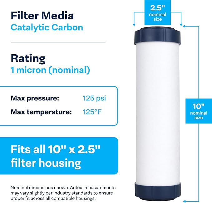 SpiroPure SP-CC1-10 10x2.5 Catalytic Carbon Water Filter Cartridge