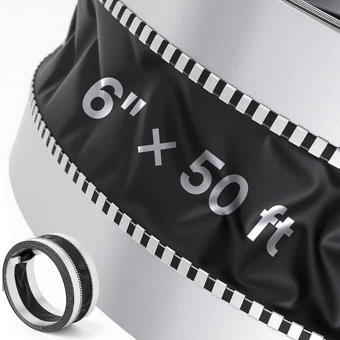 Zonon 6 x 50 ft Vinyl Flexible Duct Connector Canvas Duct Connector Roll for Dryers Range Hoods HVAC Kitchen and Other Household Scenarios