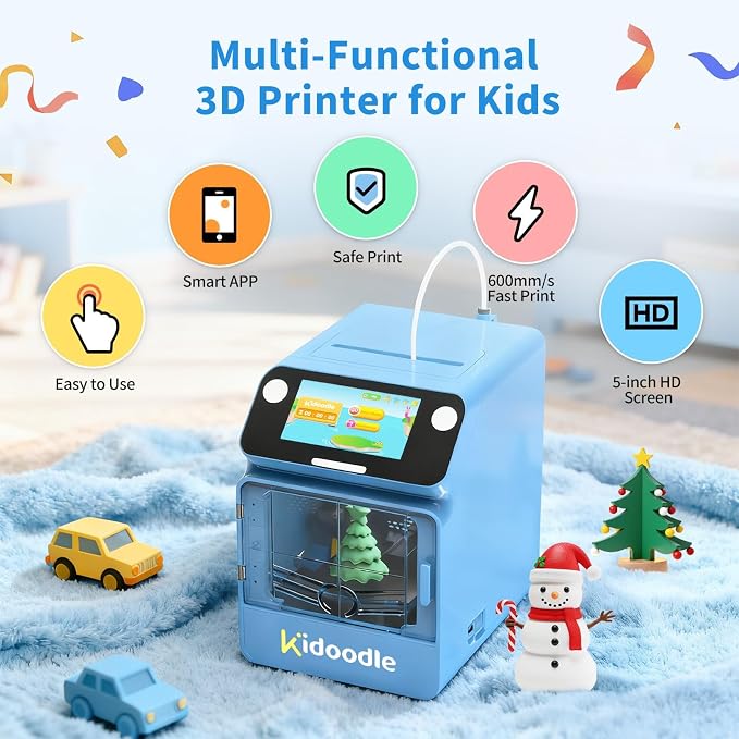 Kidoodle 3D Printer for Kids - Toy 3D Printers, Huge Toy Library Weekly Update, Wi-Fi & App Control, Up to 600mm/s Faster Printing Speed, Mini 3D Printer Kids, Safe for Children, Easy to Use
