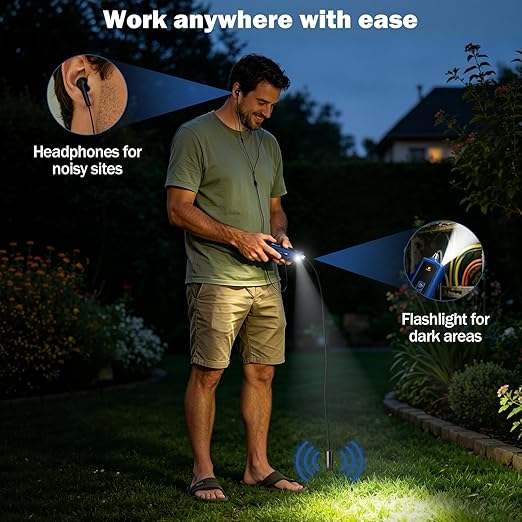 Underground Wire Locator & Cable Tester – 4FT Depth, 2000FT Range, Rechargeable 1100mAh Battery, with Earphone for Fast Break/Short Detection of Dog Fence, Control Wires & Irrigation Cables