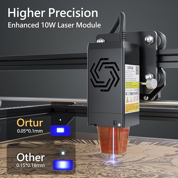 10W Output Laser Engraver, Ortur Laser Master 2 S2 LU2-10A Class 4 Efficient Laser Engraving Machine Fit, High Precision Laser Cutter, 0.05 x 0.1mm Compressed Spot Laser Engraver for Wood and Metal