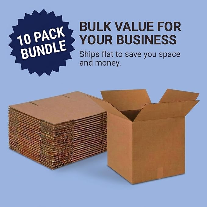 BOX USA Cube Shipping Boxes 24"L x 24"W x 24"H (10-Pack) - X-Large Corrugated Cardboard Packaging Boxes for Shipping, Packing, Moving, and Storage at Home, Office, or Business