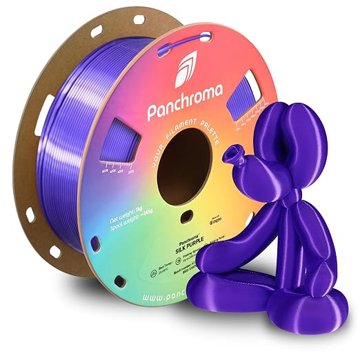 Polymaker Panchroma Silk PLA Filament 1.75mm for 3D Printing, 1kg, Purple | Neatly Wound, High-Gloss Finish PLA, Easy Print & Smooth Feeding, Compatible with Bambu Lab & Most 3D Printers