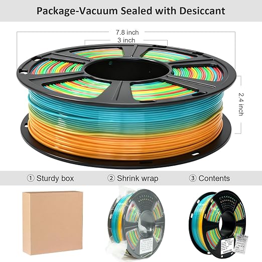 Geeetech Rainbow PLA Filament 1.75mm, 3D Printer Multicolor Filament, Color Changing Filament 1kg (2.2lbs) 1 Spool, Dimensional Accuracy +/- 0.02 mm