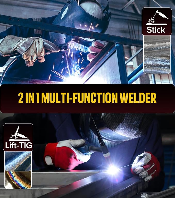HONE Upgraded MINI Welding Machine, 205Amp Include 25 Rods Stick Welder with Lift Tig Welding, IGBT Inverter Mini Welder Machine 110v with Hot Start Arc Force Anti-Stick VRD for 1/16"-1/8" Rod.