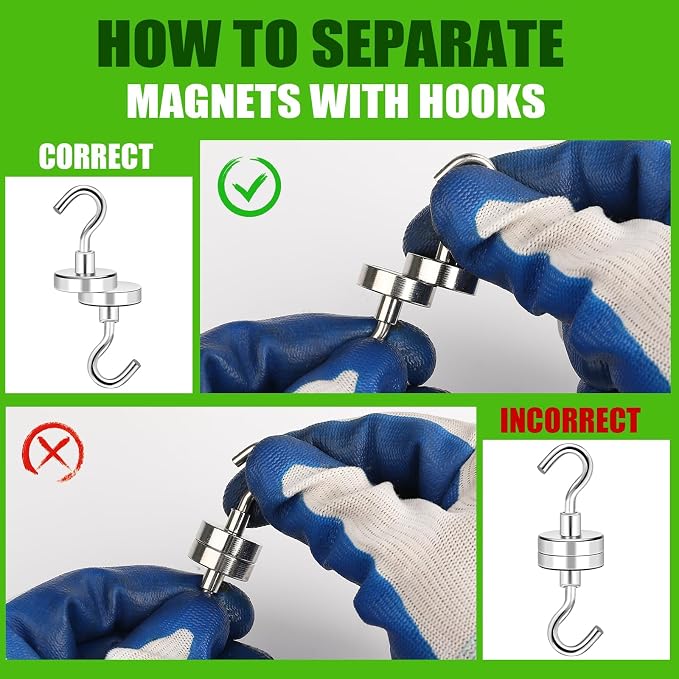 MIKEDE Magnetic Hooks 170lbs Strong Magnets Hook 18 Pack | Heavy Duty Extra Strong Cruise Hook for Hanging Industrial Metal Refrigerator Hooks for Cruise Cabins Fridge Kitchen Grill