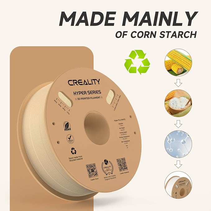 Official CREALITY Hyper PLA Filament 1.75mm, High Speed PLA 30-600mm/s Rapid 3D Printer Filament, Dimensional Accuracy +/-0.02mm, Stronger Toughness, Fit Most FDM 3D Printers，1KG(2.2lbs) Spool Skin