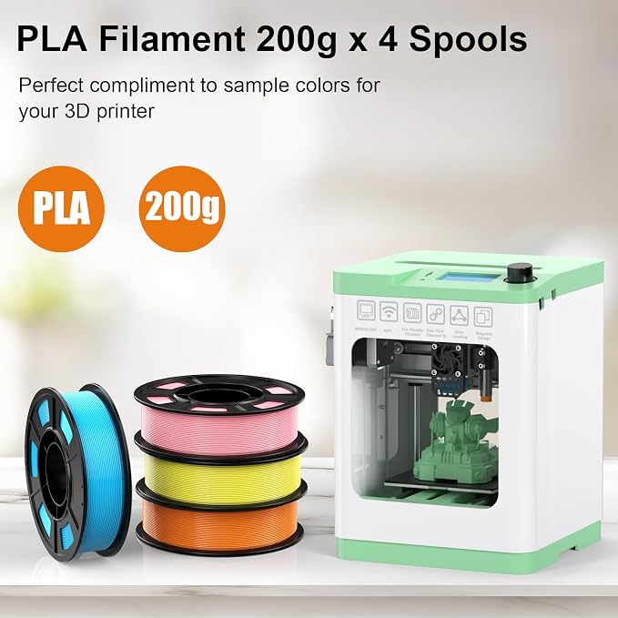 ENTINA 4 Colors PLA 3D Printer Filament for Tina 2, Dimensional Accuracy +/- 0.02mm, 1.75MM 250G 3D Printer Filament Bundle for 3D Printers