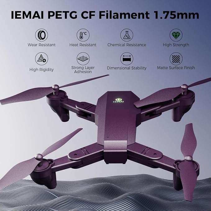 IEMAI Carbon Fiber PETG Filament 1.75mm Matte Purple 1KG, PETG-CF 3D Printer Filament with Dimensional Stability & Low Warpage, High Stiffness, Heat Resistant, Easy Print