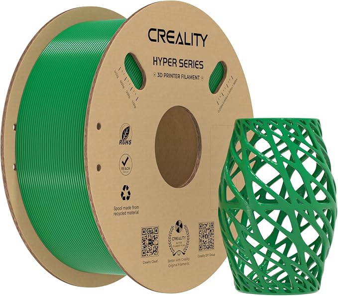 Creality Hyper PETG Filament 1.75mm, High-Speed PETG for 30–600mm/s Printing, Low Stringing, Strong Layer Adhesion, +/- 0.03mm Accuracy,Fits for Most FDM 3D Printers(Green)