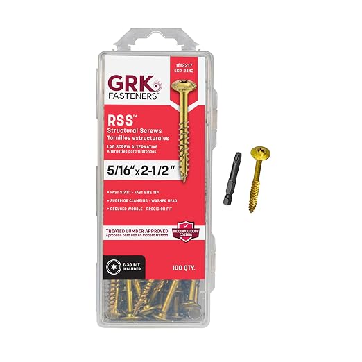 GRK Fasteners RSS™ 5/16 x 2-1/2 Inch, Rugged Structural Screws, 100 PCS, Rust Resistant Climatek™ Coating, Interior and Exterior Use, Heavy-Duty Framing & Decking Screws, Fast Bite Tip with Star Drive