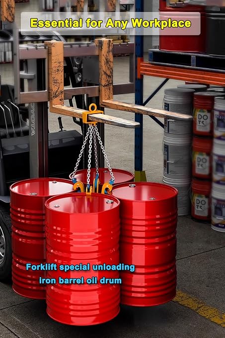 2Ton Barrel Lifting Chain for Plastic & Steel Drums 、4410LBS 20in Length, 4 Hooks Chain Drum Lifter Barrel clamp for 55 Gallon Drum Lifting Device Fits for Crane, Forklift【2T- 4Hooks】