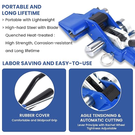 Steel Banding Tool Strapping Tensioner - Tensioner & Crimper & Cutter, Stainless Steel Banding Ratchet Tensioner for 3/4" Stainless Banding, Multi-Functional Strapping Tools for Heavy Duty Package