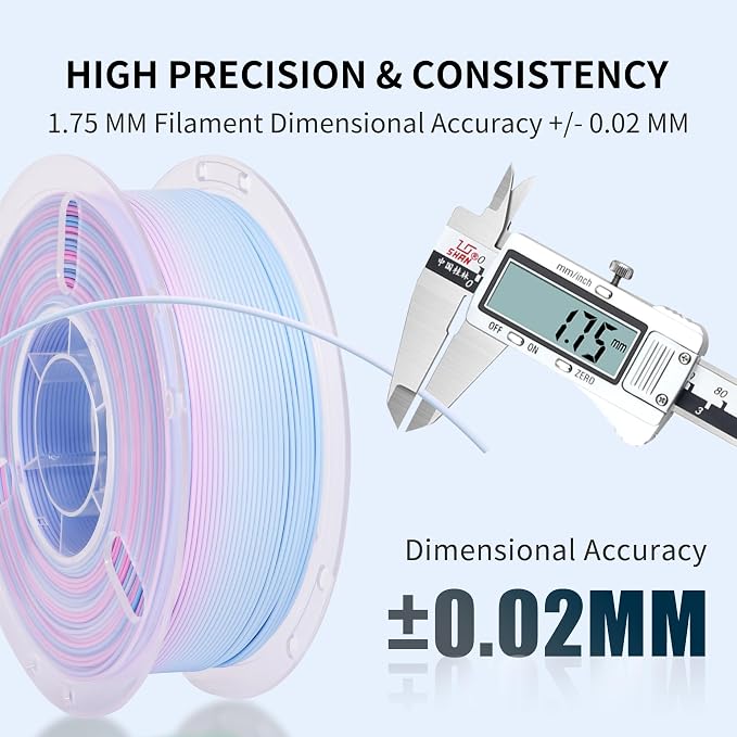 RAMBERY 3D Printer PLA Filament Matte Rainbow PLA Filament for Most FDM 3D Printer, 1.75mm 1kg(2.2lb), Matte Rainbow Blue-Red