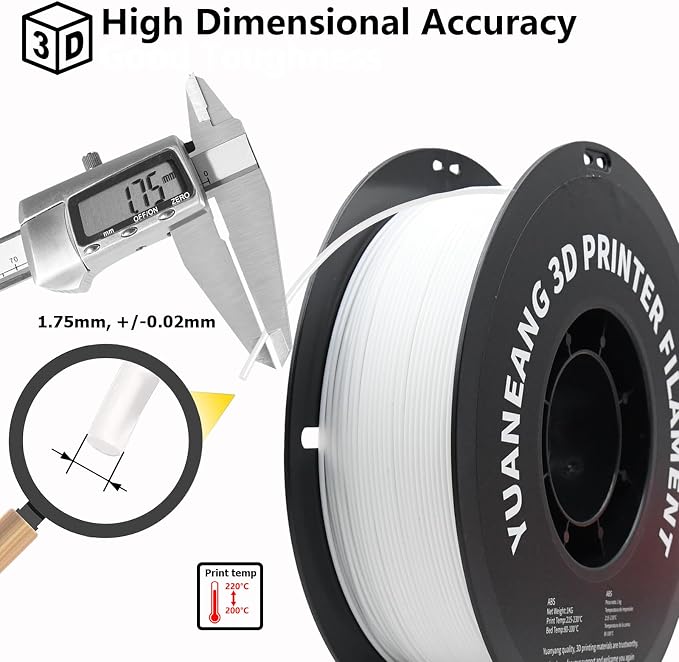 PETG 3D Printer Filament 1.75mm White, 1kg Spool, Strong & Durable PETG Material, Heat-Resistant, Low Warping, Smooth Glossy Finish, ±0.03mm Precision, Ideal for Functional Parts