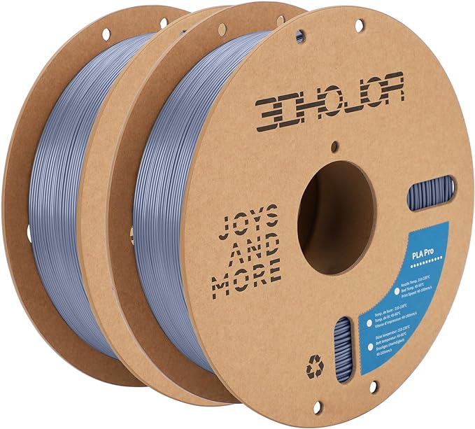 3DHoJor PLA Pro Filament 1.75mm 3D Printing Filament PLA + Bundle 1kg*2 (4.4lbs) Cardboard Spool Dimensional Accuracy +/- 0.03 mm-2Pack Gray