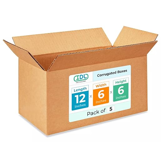 IDL Packaging - B-1266-5 Small Corrugated Shipping Boxes 12"L x 6”W x 6"H (Pack of 5) - Excellent Choice of Strong Packing Boxes for USPS, UPS, FedEx Shipping