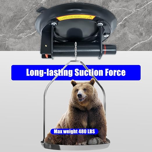 2 Pack 8 Inch Glass Suction Cups to Lift Large Glass, 480lbs Load Capacity Window Suction Cup with Pressure Gauge, Heavy Duty Hand-held Lifter for Granite, Windshield, Tile, Window